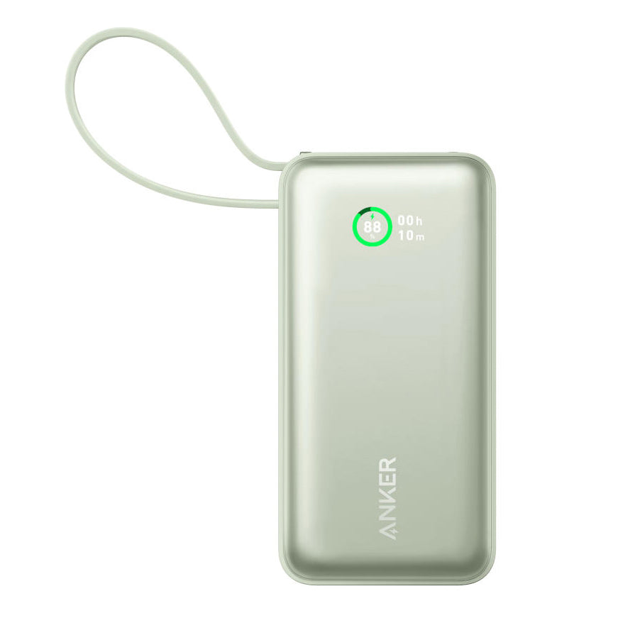 Anker Nano Externt Batteri, 10000mAh, 30W, QC + PD, 1 x USB-A - 2 x USB-C, Grön A1259G61 
