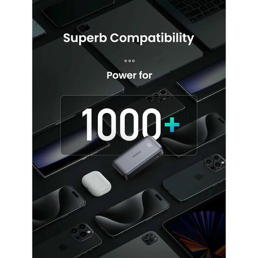 UGREEN PB502 Externt batteri, 10000mAh, 30W, QC + PD, 1 x USB-A - 1 x USB-C, Grå 