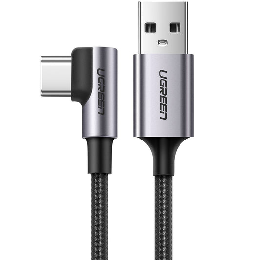 Data- och laddningskabel USB-A till USB-C UGREEN US284 Vinklad, 60W, 1m, Grå