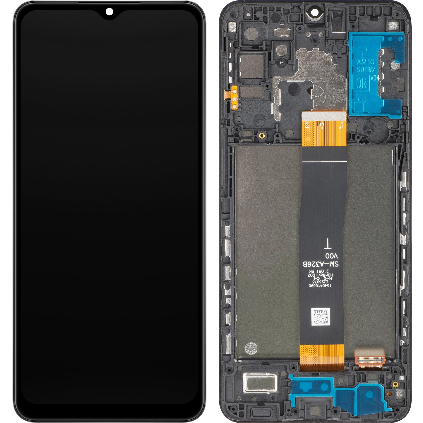 MP Touchscreen Display kompatibel med Samsung Galaxy A32 5G A326, med ram, Svart 
