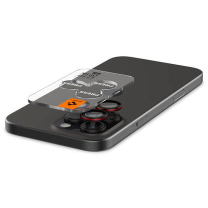 Back Camera Protective Film Spigen EZ FIT for Apple iPhone 16 Pro Max / 16 Pro / 15 Pro Max, Glass Protected, Set 2 pieces, Black AGL05217 