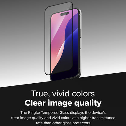 Ringke Easy Slide Screen Protector for Apple iPhone 16 / 15, Glass Shielded, Full Glue, Set 2 pieces, Black