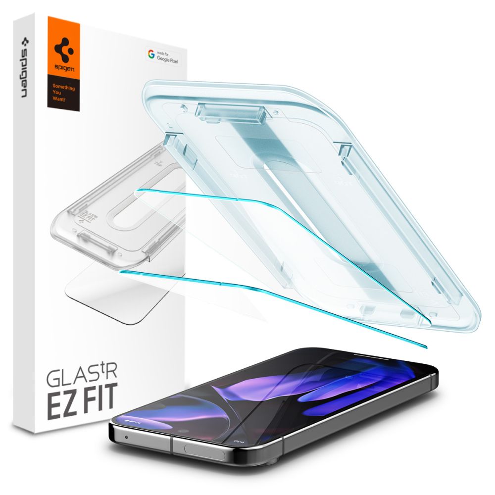 Spigen EZ FIT skärmskydd för Google Pixel 9 / 9 Pro, glasskyddat, full limning, set 2 delar, 2,5D AGL08442 AGL08442 