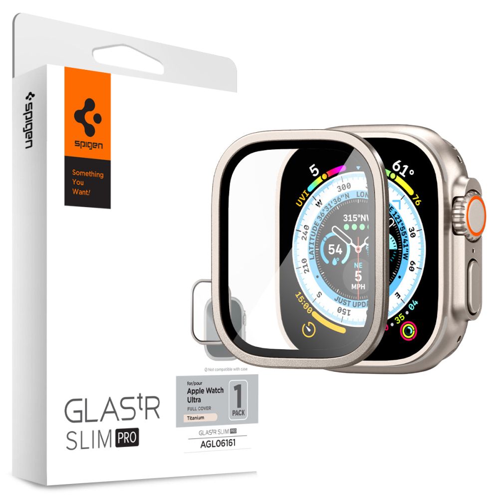 Spigen GLAStR Slim Pro Titanium for Apple Watch Ultra Series, Protective Film, Glass Secured AGL06161 