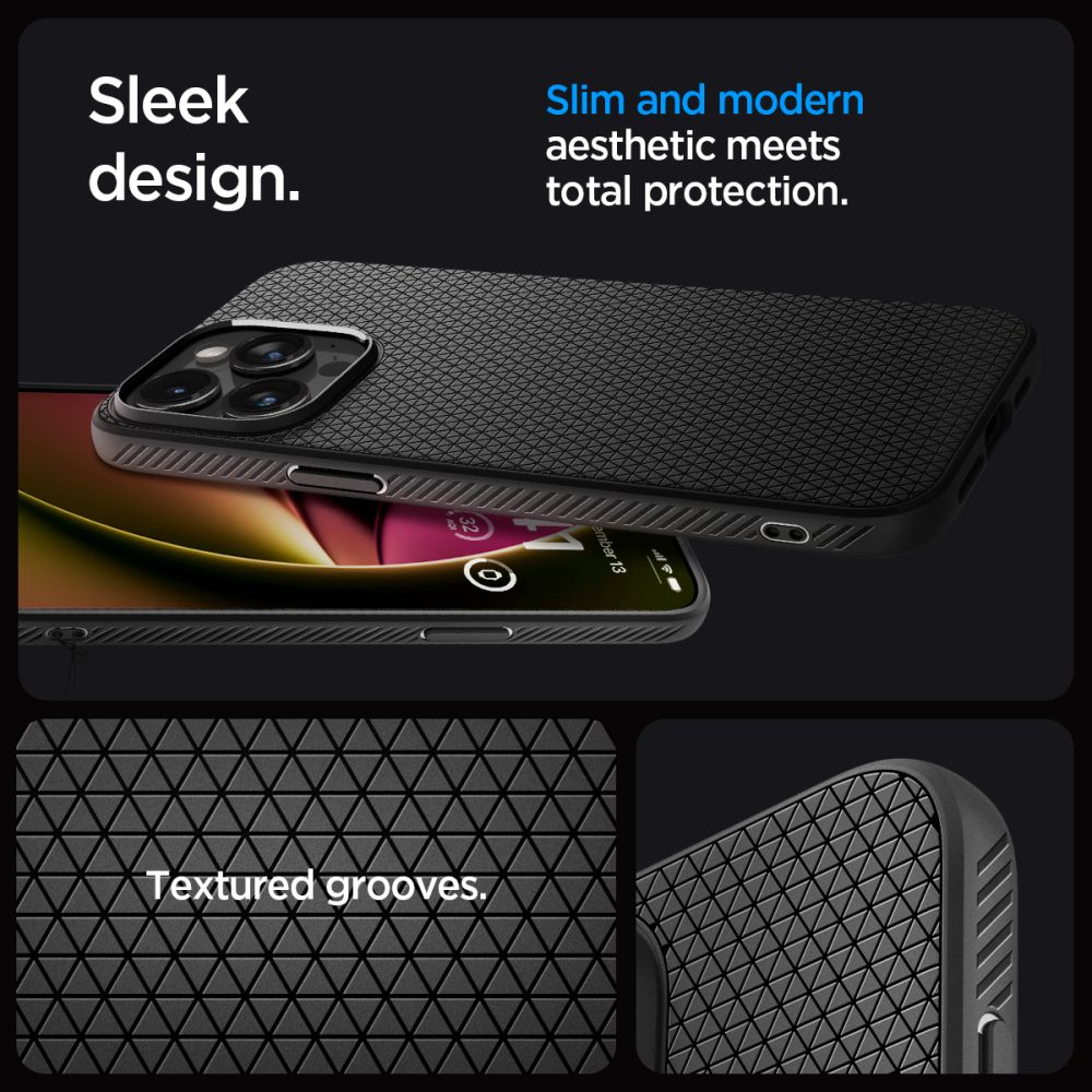 Fodral till Apple iPhone 15 Pro Max, Spigen, Liquid Air Matte, Svart ACS06562 