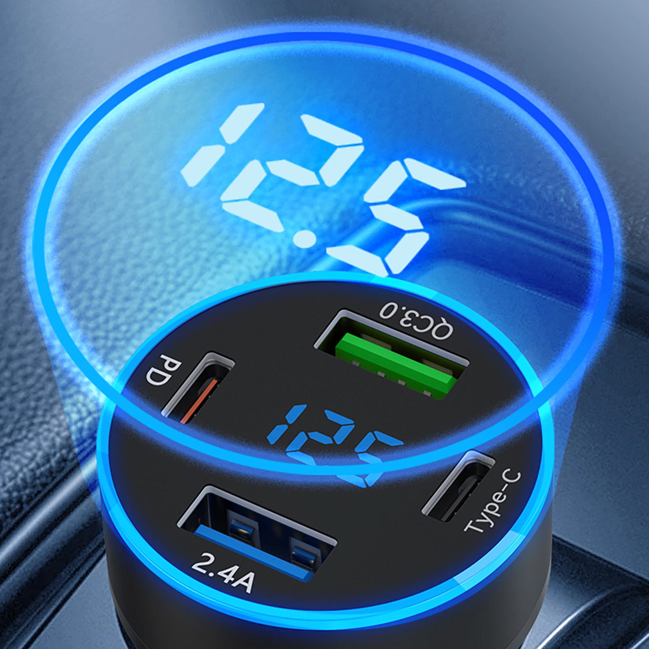 Car Charger WZK WDCCB, 50W, 3A, 2 x USB-A - 2 x USB-C, Black 