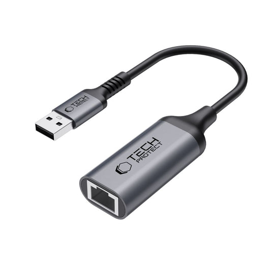 Tech-Protect Ultraboost nätverkskort, RJ45, USB 3.0, Svart
